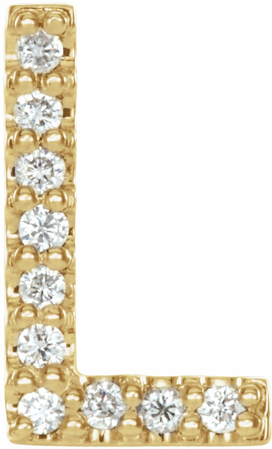 14K Yellow .04 CTW Diamond Single Initial L Earring