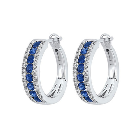 Gems One 14Kt White Gold Diamond (1/6Ctw) & Sapphire (7/8 Ctw) Earring