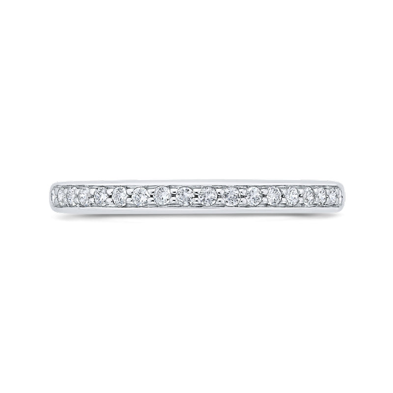Shah Luxury 14K White Gold Round Diamond Wedding Band with Euro Shank