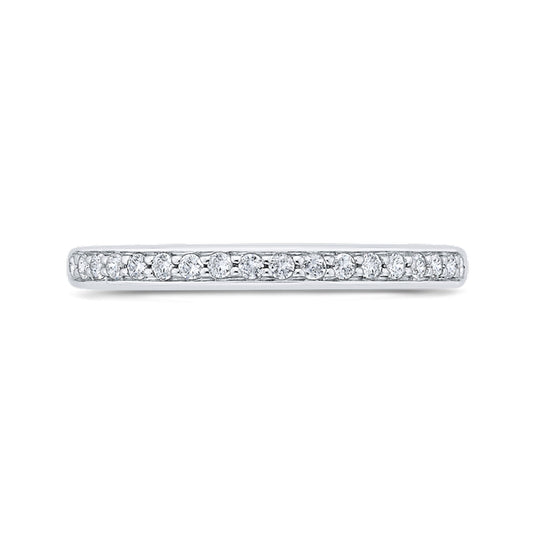 Shah Luxury 14K White Gold Round Diamond Wedding Band with Euro Shank