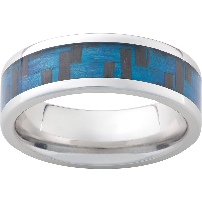Serinium Pipe Cut Band with Blue Carbon Fiber Inlay