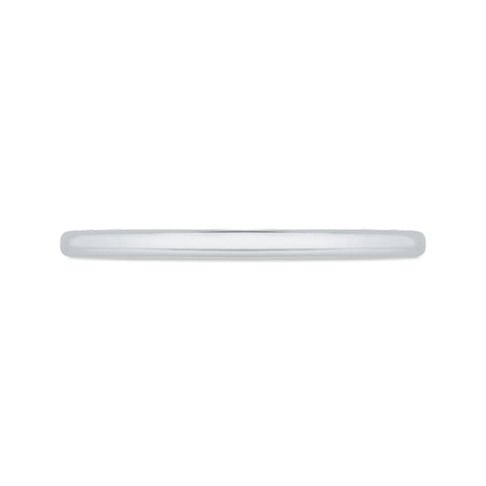 Shah Luxury 14K White Gold Plain Wedding Band with Milgrain