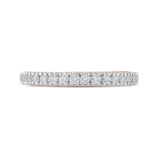 Shah Luxury 14K Two-Tone Gold Round Diamond Half-Eternity Wedding Band with Euro Shank