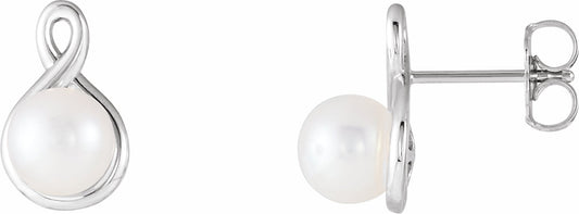 14K White Pearl Earrings