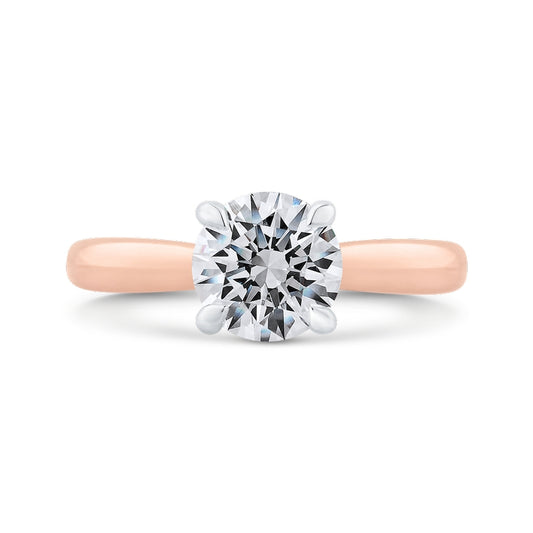 Shah Luxury 14K Two-Tone Gold Round Diamond Solitaire Plus Engagement Ring (Semi-Mount)