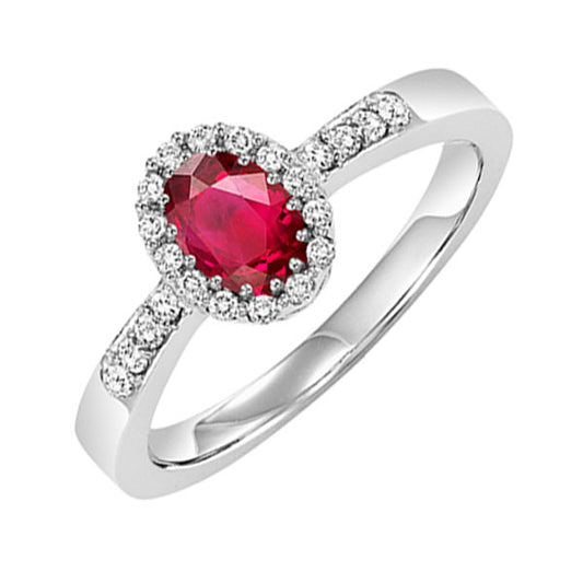 Gems One 14Kt White Gold Diamond (1/8Ctw) & Ruby (5/8 Ctw) Ring