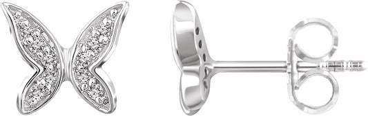 14K White .07 CTW Diamond Butterfly Earrings