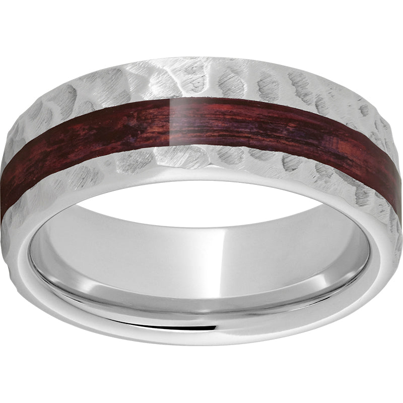 Serinium Pipe Cut Band with Off-Center Cabernet Barrel Aged Inlay and Moon Finish