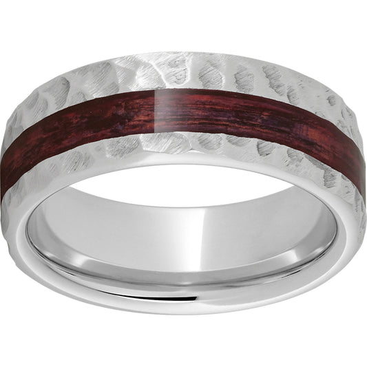 Serinium Pipe Cut Band with Off-Center Cabernet Barrel Aged Inlay and Moon Finish