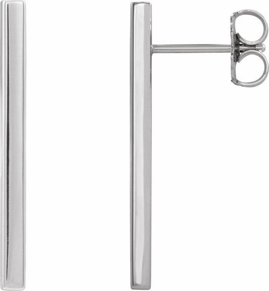 14K White 24x2 mm Bar Earrings