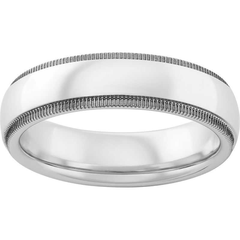 Serinium Domed Band with Milgrain Textured Edges and Polish Finish