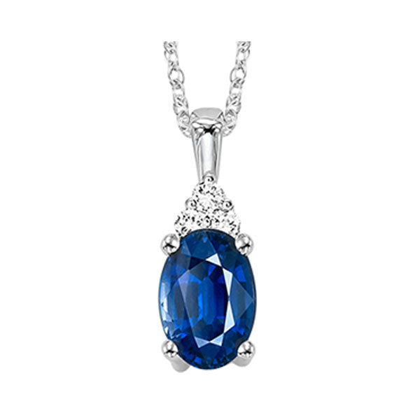Gems One 10Kt White Gold Diamond (1/50Ctw) & Sapphire (1/2 Ctw) Pendant