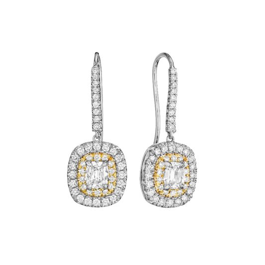 Henri Daussi 14k Yellow Gold Diamond Drop Earrings