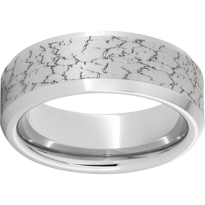 Serinium Beveled Edge Band with Tectonic Laser Engraving