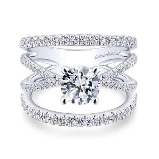 Gabriel & Co. 14k White Gold Nova Free Form Engagement Ring