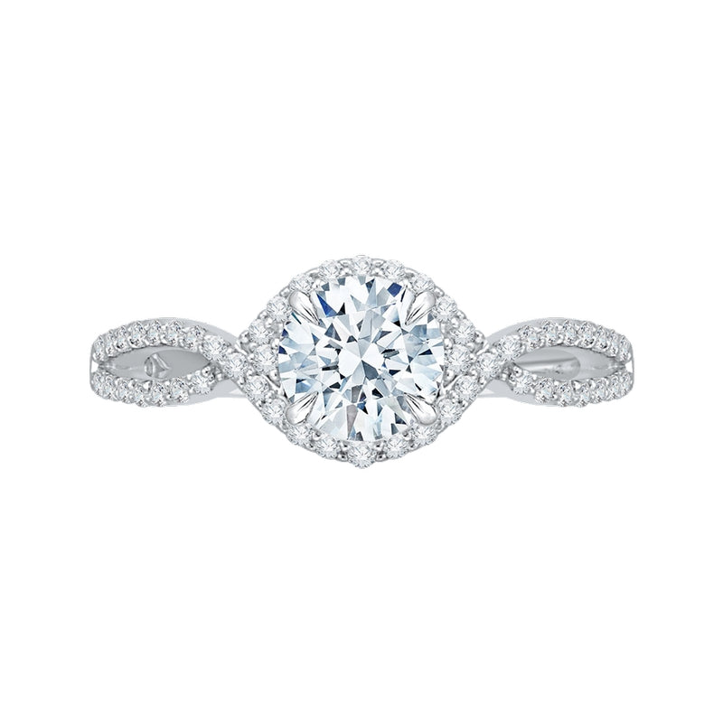 Shah Luxury Round Diamond Engagement Ring In 14K White Gold with Split Shank (Semi-Mount)