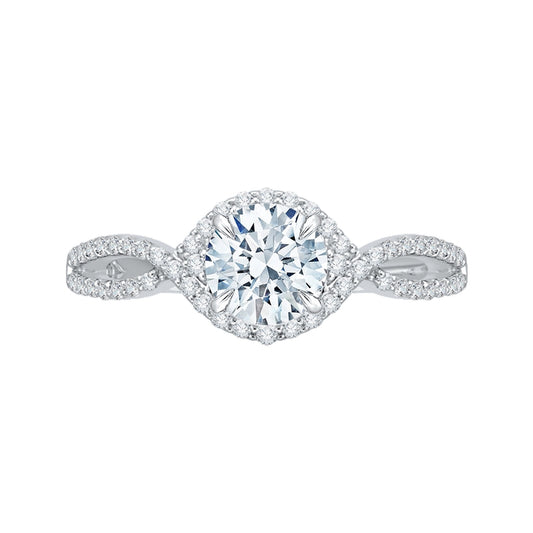 Shah Luxury Round Diamond Engagement Ring In 14K White Gold with Split Shank (Semi-Mount)