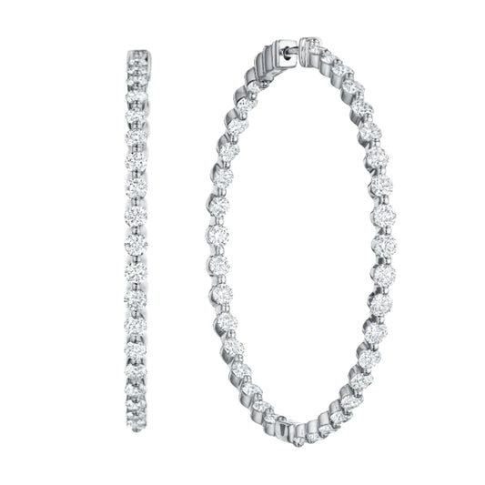 Henri Daussi White Platinum Diamond Hoop Earrings