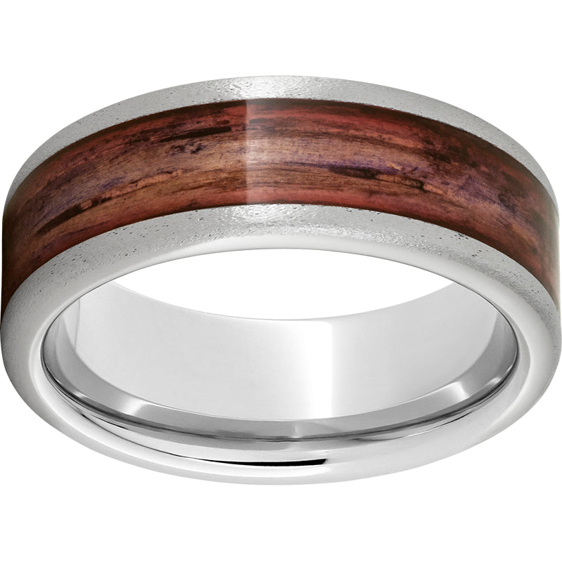 Serinium Pipe Cut Band with Cabernet Barrel Aged Inlay & Stone Finish