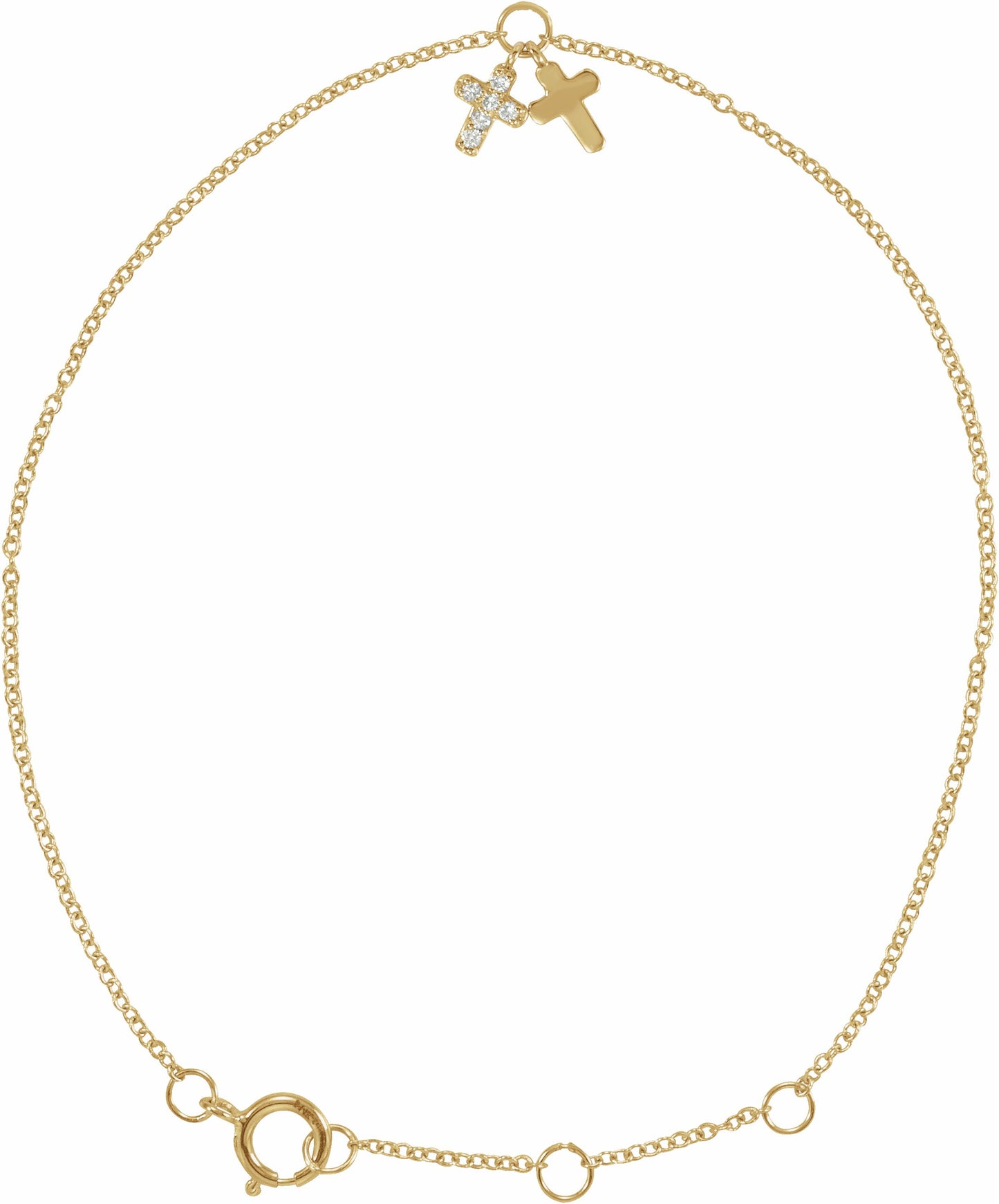 14K Yellow .03 CTW Diamond Cross 5-7 Bracelet