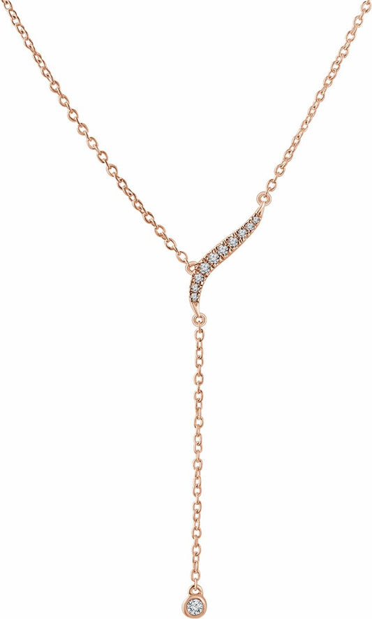 14K Rose 1/10 CTW Diamond Y 16-18 Necklace