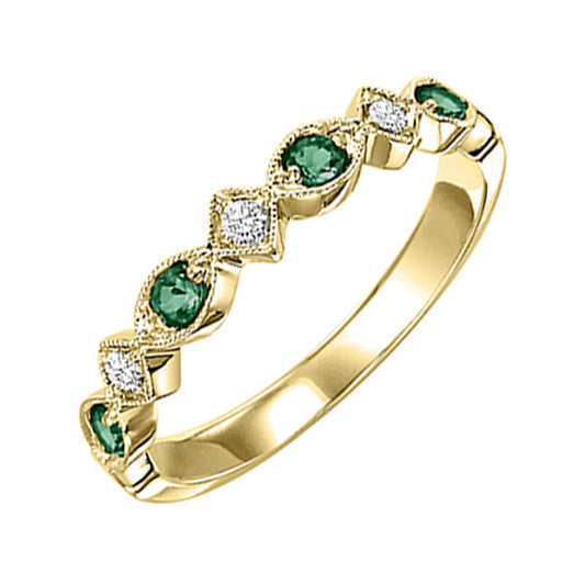 Gems One 10Kt Yellow Gold Diamond (1/20Ctw) & Emerald (1/6 Ctw) Ring