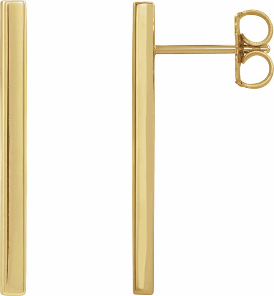 14K Yellow 24x2 mm Bar Earrings