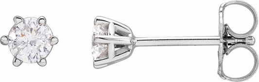 14K White 3.4 mm I2 1/3 CTW Diamond 6-Prong Wire Basket Earrings