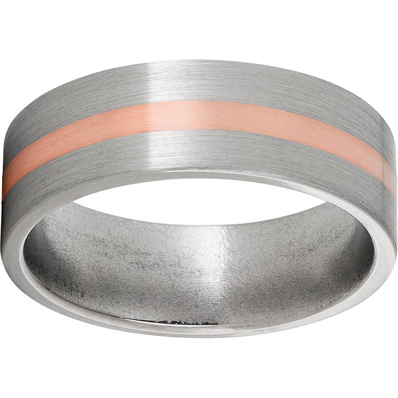 Titanium Flat Band with a 2mm 14K Rose Gold Inlay and Satin Finish