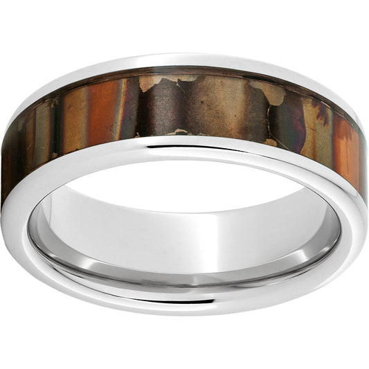 Serinium Pipe Cut Band with Orange Patina Copper Inlay