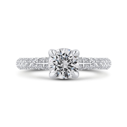 Shah Luxury 14K White Gold Round Diamond Engagement Ring (Semi-Mount)