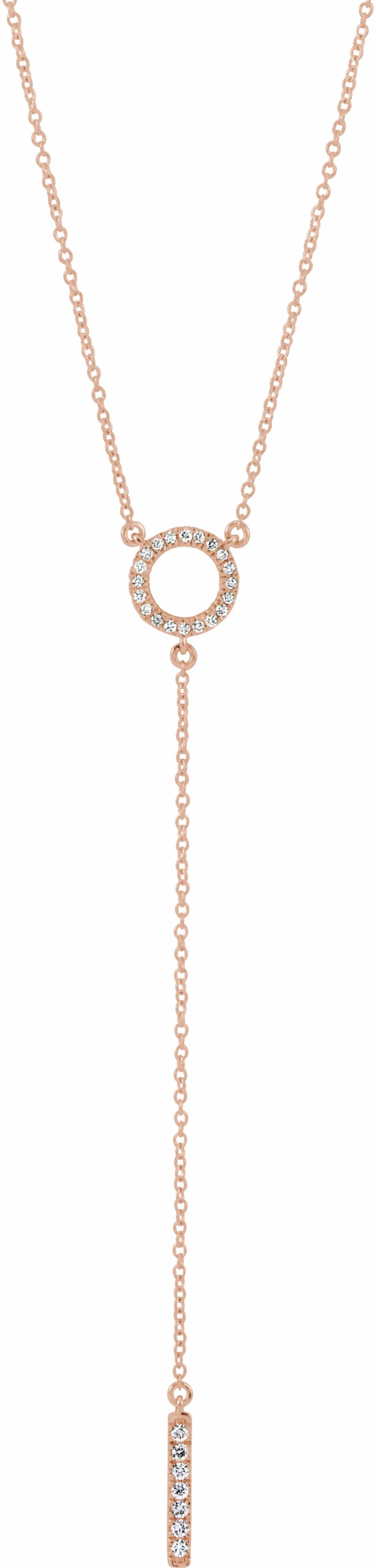 14K Rose 1/6 CTW Diamond Circle 16-18 Bar Y Necklace