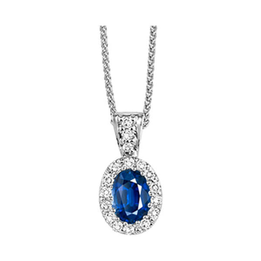 Gems One 14Kt White Gold Diamond (1/10Ctw) & Sapphire (1/2 Ctw) Pendant