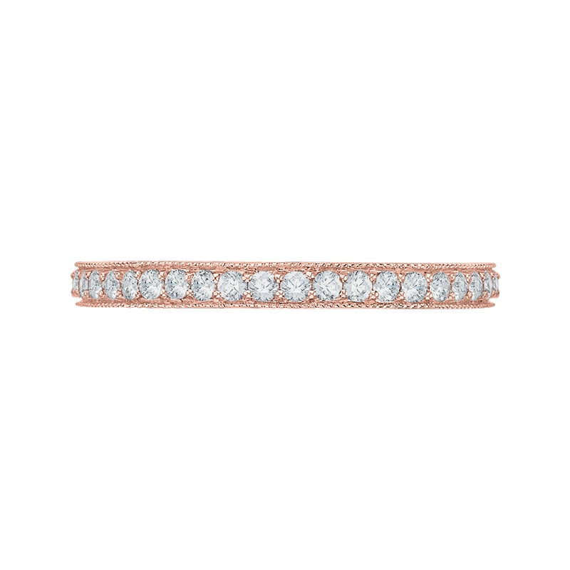 Shah Luxury 14K Rose Gold Round Diamond Eternity Wedding Band
