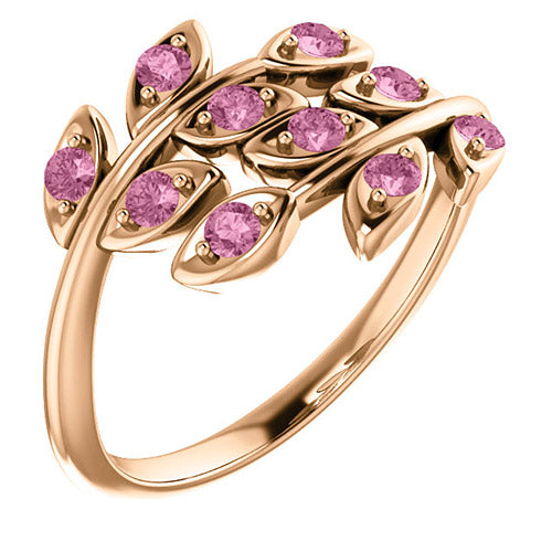 14k Rose Gold Stuller Pink Topaz Leaf Ring