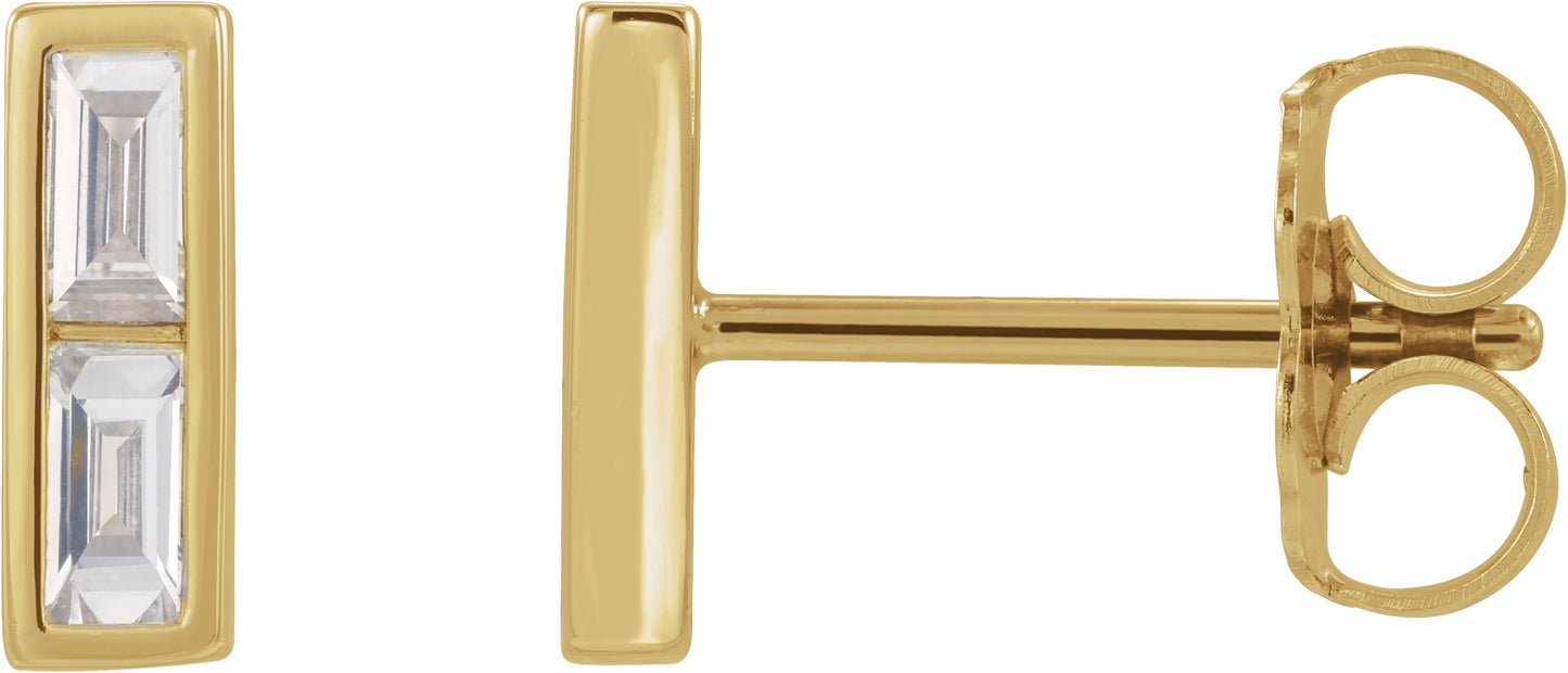 14K Yellow 1/4 CTW Diamond Bar Earrings