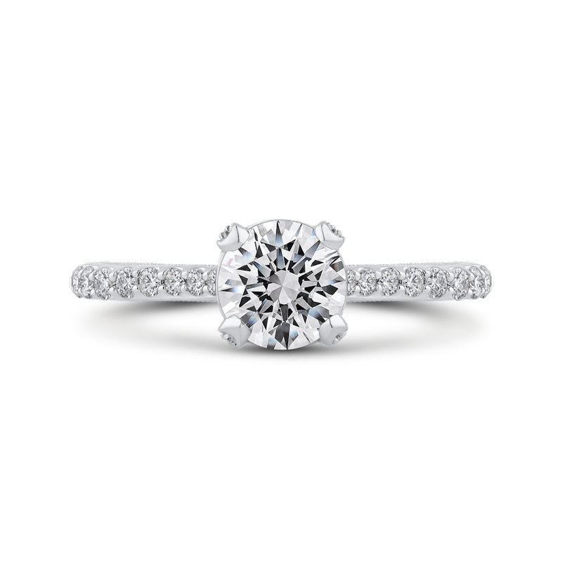 Shah Luxury Round Diamond Engagement Ring In 14K White Gold (Semi-Mount)