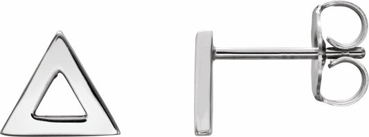 14K White Triangle Earrings