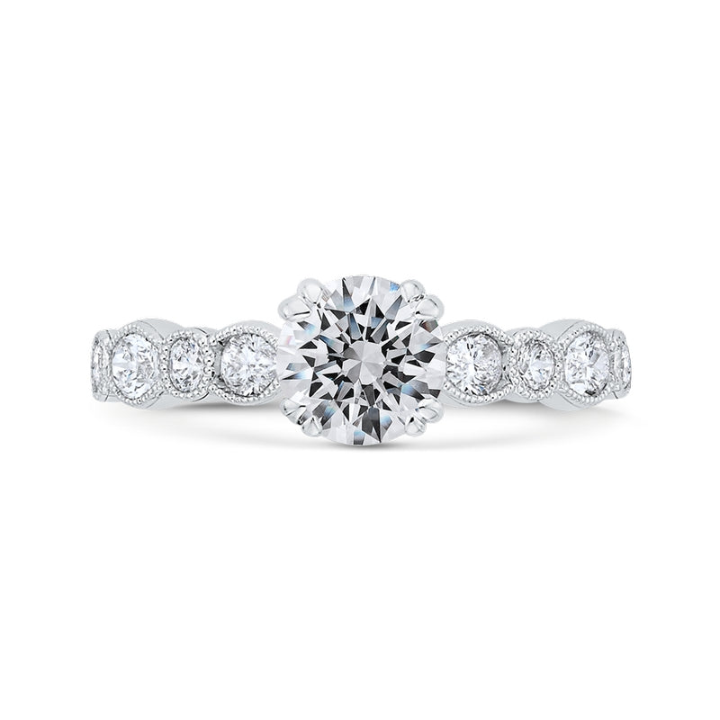 Shah Luxury 14K White Gold Diamond Engagement Ring (Semi-Mount)