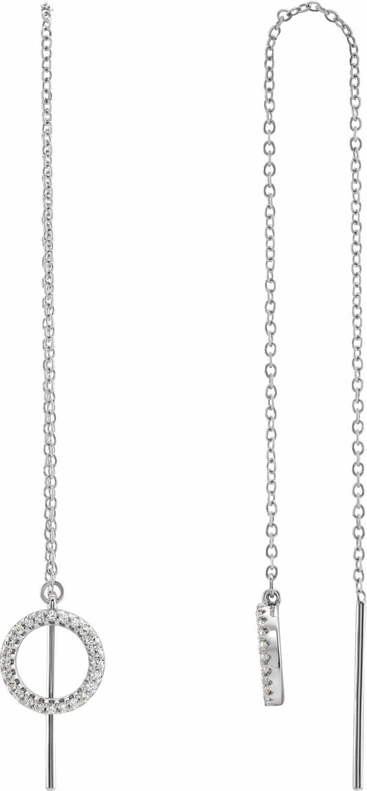 14K White 1/6 CTW Diamond Geometric Chain Earrings