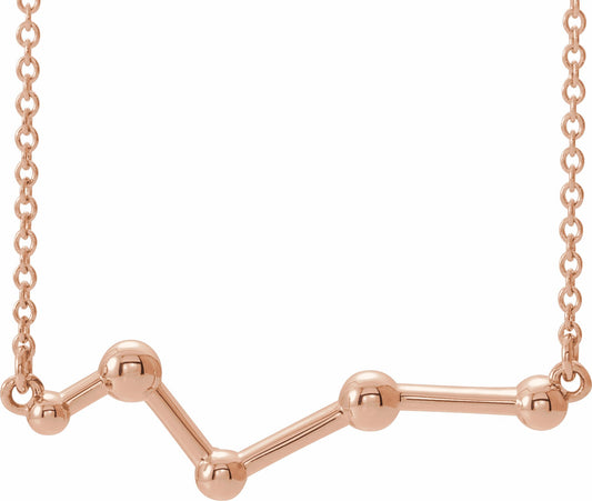 14K Rose Constellation Bar 18 Necklace