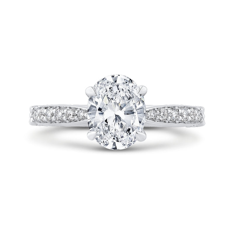 Shah Luxury 14K White Gold Oval Diamond Engagement Ring (Semi-Mount)