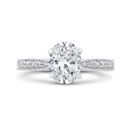 Shah Luxury 14K White Gold Oval Diamond Engagement Ring (Semi-Mount)