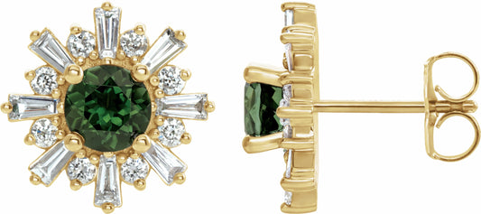 14K Yellow Green Tourmaline & 3/4 CTW Diamond Earrings