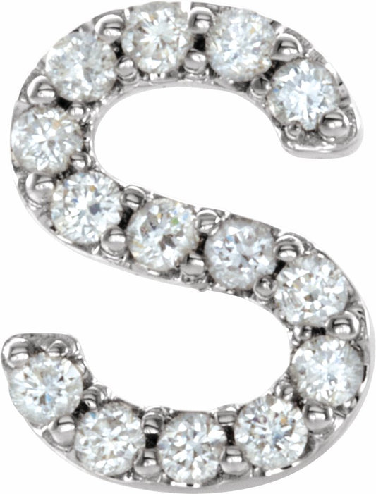 14K White .05 CTW Diamond Single Initial S Earring
