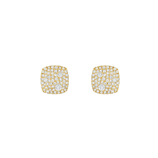 Henri Daussi 14k Yellow Gold Diamond Stud Earrings