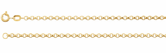 14K Yellow 2.5 mm Hollow Diamond Cut Rolo 7 Bracelet