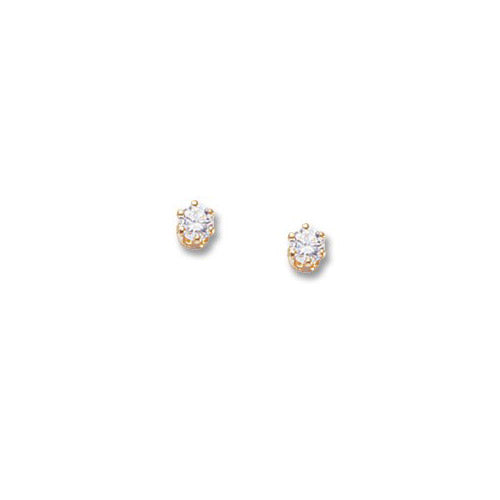 Caria 14K Yellow Gold Cubic Zirconia Birthstone Screw Back Stud Earrings