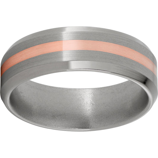 Titanium Beveled Edge Band with a 2mm 14K Rose Gold Inlay and Satin Finish
