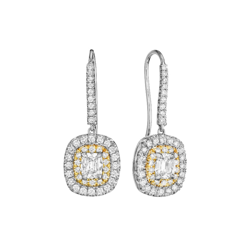 Henri Daussi 18k Yellow Gold Diamond Drop Earrings